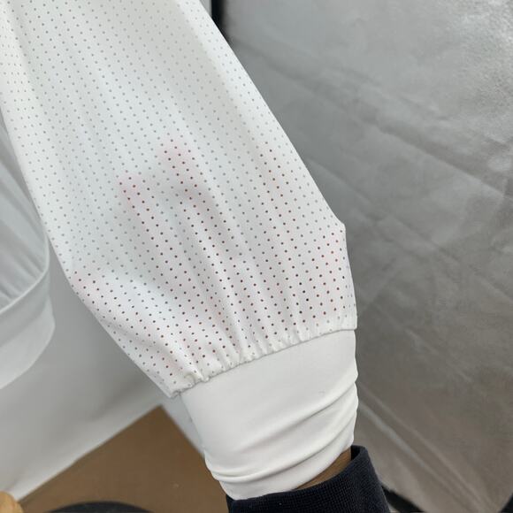 NevermindAll Top Womens XS White Perforated Ruffle High Collar Elizabethan Golf - Picture 5 of 12